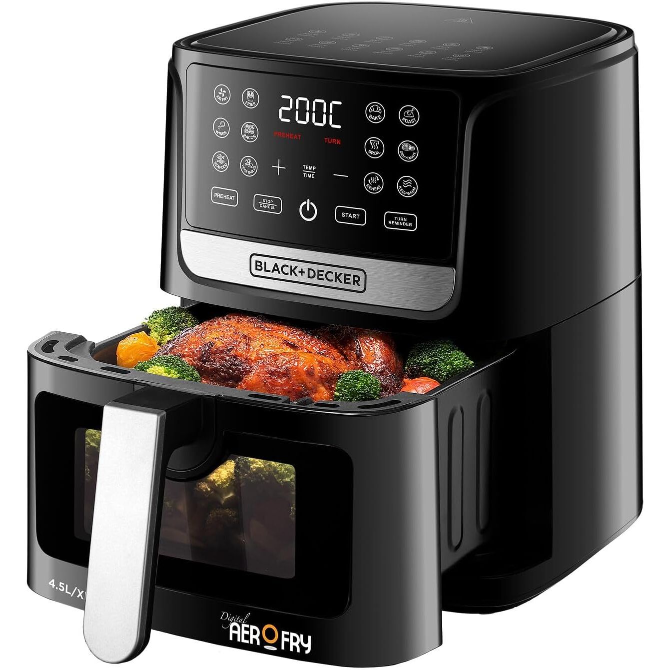 Black+Decker Digital Aerofry Air Fryer, 1500 Watt, 4.5 Liters – AF4500 Black+Decker Digital Aerofry Air Fryer, 1500 Watt, 4.5 Liters – AF4500